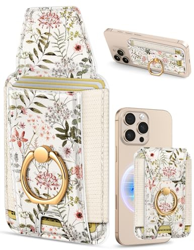 Shorogyt Compatible with Magsafe Wallet with Grip, Flower