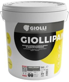 Giolli industria colori | Pittura Bianca Lavabile per Interni GiolliPaint - Idropittura Opaca a Mano Unica per Pareti in Intonaco, Cartongesso e Muratura - Traspirante e Coprente - 5 L