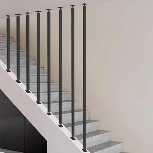 Barandilla de hierro en forma de I, color negro mate, barandilla de seguridad montada en el techo para pasillos de loft, barandilla divisora de 125 cm, duradera y elegante decoración del hogar
