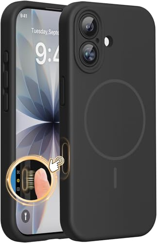 Miracase Magnetic for iPhone 17 Case, Liquid Silicone Case, Black | Compatible with Magsafe, Silicone Camera Control Cover, Soft Microfiber Lining, Shockproof Drop Protection Phone Case for 17