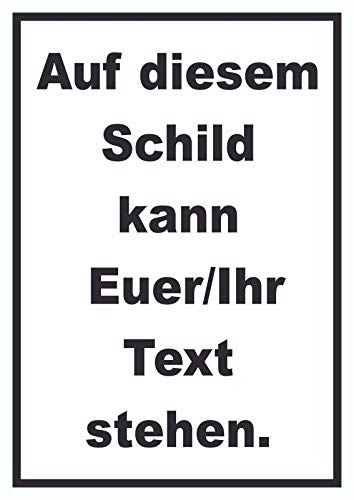 Schild mit Wunschtext hochkant Text Schwarz Hintergrund Weiß A4 (210x297mm)