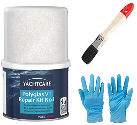 Polyglas VT Reparatur Box mit Glasfasermatte, Harz mit Härter, Pinsel von E-com24 zum Auftragen (250 g)