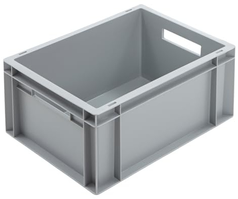 BiGDUG Euro Stacking Boxes - Heavy Duty Euro Containers Storage Box - Stackable Warehouse Crates (x8 Grey 175h x 300w x 400d mm)