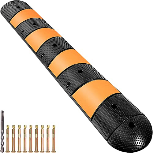 VEVOR Rampe de Protection de Câble 2 Canaux Passage de Câble au Sol Modulaire en Caoutchouc, Longueur 185 cm, Passe Cache Câbles, Charge 9980 kg, Ralentisseur pour Protéger Câbles Garage Route Allée