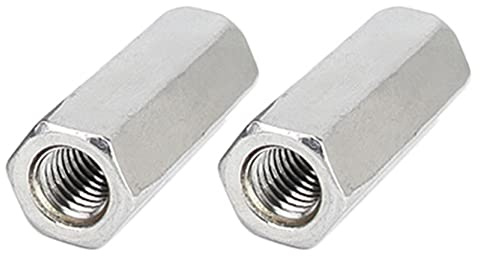 Anawakia 2 Stück M14 Kupplungsmuttern, lang, Hex-Mutter, Mutter für Rechtsgewinde, Hex, Gewindestange, Bar, Stud, Edelstahl, (M14 x 40 mm)