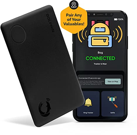 tag8 - DOLPHIN Smart Sleek Card Bluetooth Tracker to Find Your Wallet, Bags & Other Essentials, Works with Android & Apple Phone, Comes with Separation Alarm, 60ft - 250ft Finding Range, Pack 1, Black