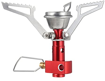 Outdoor Mini Portable Gas Stove Camping Gas Mini Burner Oven Survival Furnace Stove Pocket Picnic Cooking Gas Burner Cookware (Red)