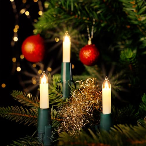 CLGarden Edition NARVA Premium Kerzen Lichterkette mit 20 mini Glas Schaftkerzen hell innen 220V Kabel grün DDR Weihnachtsbaumbeleuchtung
