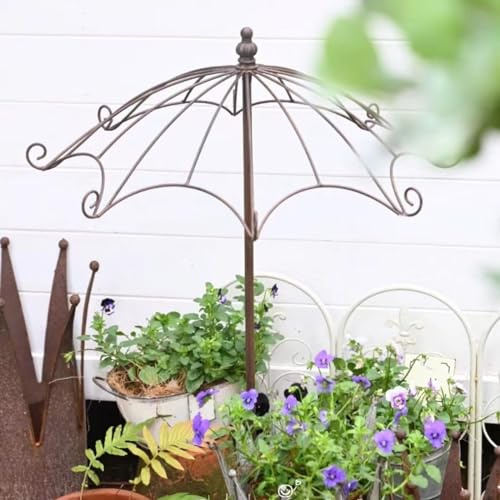 Treillis De Jardin Vintage, Forme Parapluie, Antique Treillis en Fer Résistant À La Rouille pour Plantes en Pot, Support De Plantes en Métal, Treillis pour Rosier Grimpant, Vigne, Légumes (Color : an