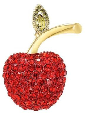 Roter Apfel Brosche Pin für Frauen Strass Kristall Obst Broschen Revers Pins Vintage Roter Apfel Broschen für Hochzeit Party Kleid Zubehör