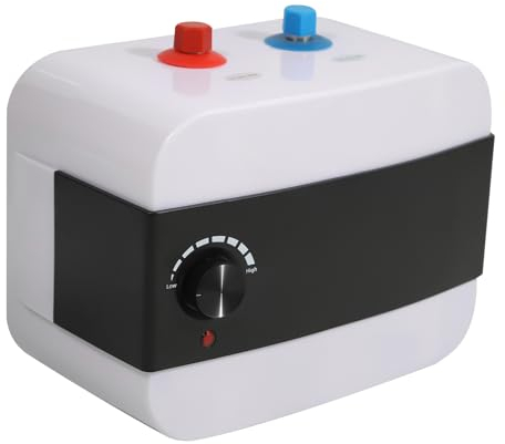 1500W Warmwasserspeicher 6 Liter Untertisch Boiler Druckfest Wasserboiler Speicher Untertisch Wasserheizung Kleinspeicher mit Temperaturregler, 21,5 x 32,5 x 23,5 cm, Weiß