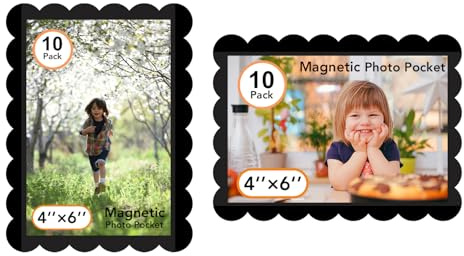 Mingting Magnetic Picture Frame, 10 Pack Magnetic Frame Reusable, Magnetic Photo Frames for Refrigerator 4x6” With Wavy Border, Refrigerator Magnets for Pictures Suitable Home, School, Office (Black)
