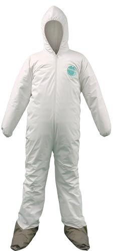 Andes 25 Pack Hazmat Suits, Protective Coveralls with Boots, Heavy Duty Full Body Disposable Painters Suits, Lab Coveralls (X-Large)