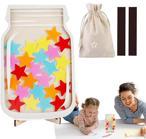 Belohnungsglas, magnetisch, Belohnungsglas mit Stern-Spielsteinen, Belohnungstabellen für Kinder, Verhalten, Belohnungsglas, Anreizglas, gutes Verhalten, Belohnungsglas, Sterne Belohnungsglas,