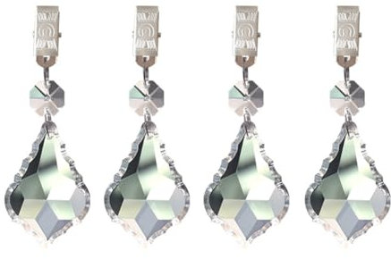 Wisafory 4 Stück Tischdeckengewichte-Set Kristallglas Tropfenprismen Anhänger Kristall-Kronleuchter mit Metallclip für Picknicktische, Tischdecke, Outdoor-Aktivitäten, Hochzeit, Buffets 3#