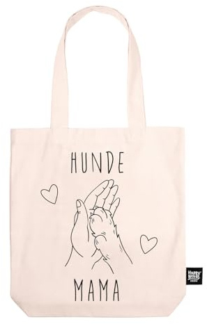 Happy Words Stoffbeutel Bedruckt - Große Stofftasche Bedruckt 41x40,5 cm | Baumwolltasche mit einer Innentasche - 100% Baumwoll Tasche - Büchertasche - Stofftaschen Dicke - Jutebeutel Lustig