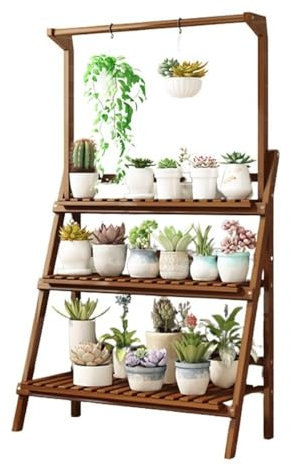 Blumenständer Pflanzenständer, Blumentopf, Pflanzenständer, Bambus, Pflanzenregal, 3-stufiges Blumenregal, Mehrfachständer, Regal für Innen- und Außenbereich, Pflanzgefäß-Ausstellungsregale,