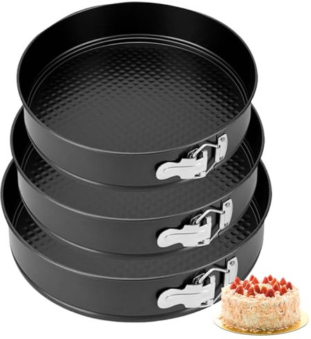 Pasdrucn Juego de 3 moldes para tartas, moldes para tartas, pequeños, rectangulares, rectangulares, redondos, redondos