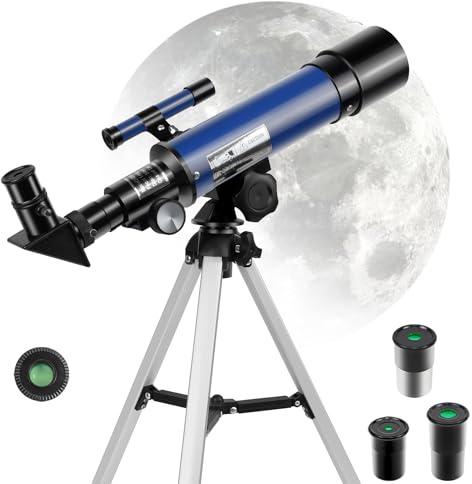 Telescope for Kids, 90X Magnification HD Astronomical Telescope, 50mm Aperture Portable Astronomy Telescopes with 3 Eyepieces and Tripod for Kids Adults Beginners Stargazing Gift (Blue)