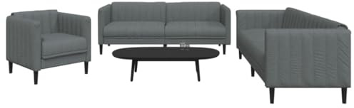 RMIHSJG 3-TLG. Sofagarnitur Dunkelgrau Stoff Sofa Sessel Polstergarnitur Wohnzimmergarnitur mit strapazierfähigem Stoff und bequemer Polsterung für Entspannung und Geselligkeit