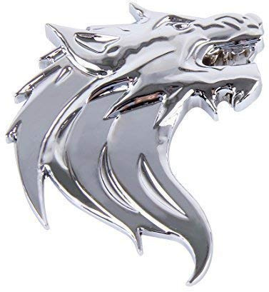 3D Metall Wolf Wolfkopf Chrom Emblem Badge Kühlergrill Grill PKW Auto Silber