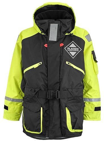 FLADEN RESCUE SYSTEM - Black and Yellow SCANDIA Flotation Jacket - Marine Buoyancy and Thermal Protection - EN 393 Certified (UK, Alpha, XXL, 3XL, Regular, Regular)