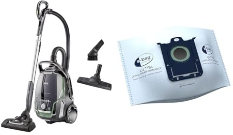 AEG VX9-2-ÖKO Staubsauger mit Beutel & GR210S s-Bag Ultra Long Performance Staubsaugerbeutel (3 XXL Synthetik Staubbeutel für dauerhaft hohe Saugleistung, optimale Filtration, 5 Liter Volumen, weiß)
