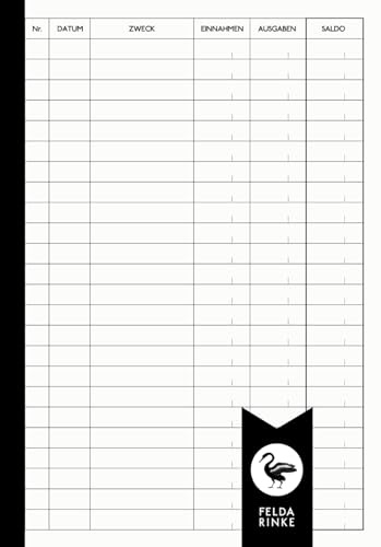 Kassenbuch A5 - Einfach: 110 Seiten - 55 Blatt beidseitig bedruckt | DIN A5 | Ohne MwSt | Für Privat, Kleinunternehmer, Vereine, Gastronomie etc.