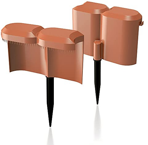 Palisade Plastic Flexible Garden Anti Snail Interlock Leveling Lawn Boarder Wall Fence Fencing (12, Terracotta)