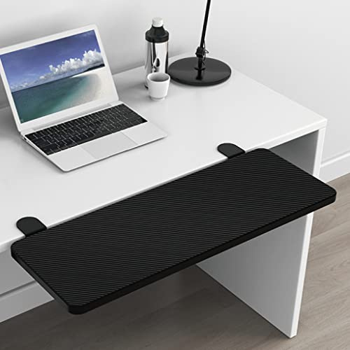 HONJIE Ergonomisk skrivbordsförlängningsbricka, lämplig för kontor. Vikbar, stansfri klämma på. Dator nyckelbricka, skrivbordsförlängningsbräda. (55 cm x 24 cm (21,65 x 9,45 tum), kol)