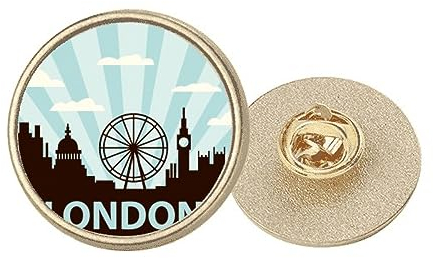 Britain UK Broche ronde en métal doré Motif œil de Londres, M