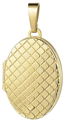 JEVELION Medaillon 333 Gold ovaler Amulett Anhänger für 2 Bilder zum Öffnen für Damen Goldamulett und Schmuck-Etui