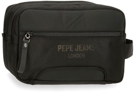 Pepe Jeans Bromley Beauty case a due scomparti adattabile nero 26 x 16 x 12 cm Poliestere, Nero, Taglia unica, Beauty case a due scomparti adattabile