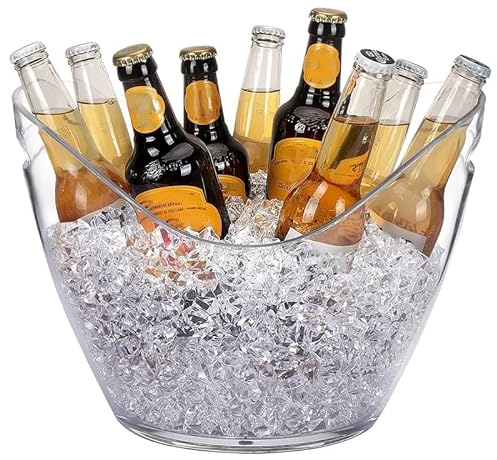 Secchiello per Ghiaccio Ovale 34,5x24,5x26 cm in Plastica Acrilica – Contiene Fino a 6 Bottiglie – Cestello Champagne, Spumantiera, Glacette per Vino Casa, Bar, Ristorante, Discoteca (Trasparente)