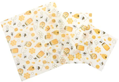 PLAFOPE 3pcs Beeswax Food Wraps Reusable Fresh-Keeping Cloths for Sandwiches Snacks Fruit Household