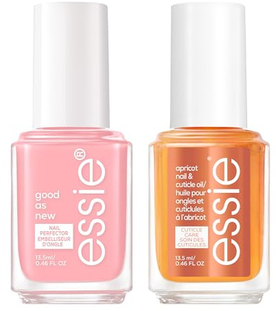 Essie Nail Care Treatment Kit: Good As New Nail Perfector, Shade Light Pink, Nail Concealer Corrector + Softening, Moisturizing Apricot Cuticle Oil Treatment, Heal & Repair At Home Manicure Oil 13.5ml