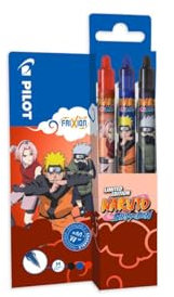 PILOT FriXion Clicker 0.7 Naruto Shippuden Limited Edition – Radierbarer, nachfüllbarer Gel-Tintenroller mit Druckmechanik und thermosensitiver Tinte, mittlere Spitze, 1 Stück (3er Pack)