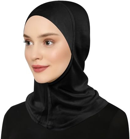 Kopftuch Sport für Damen, Muslim Hijab Frauen, Türkisch Khimar Schal Islamische Kopfbedeckung, Damen Kopftücher Mütze, Muslimische Sport Head Scarf Ramadan-Zubehör für Damen (Schwarz)