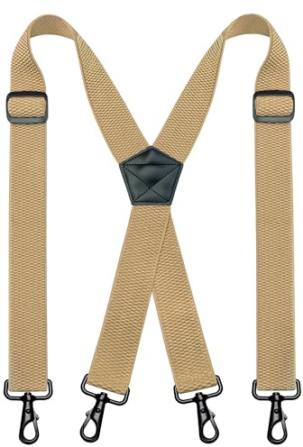 JEMYGINS Bretelle esterne tipo X regolabili in lunghezza con chiusura a moschettone, fibbia antiscivolo, beige., M, Beige., M