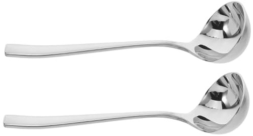 Cabilock Cucharones de Acero Inoxidable y Tamaño 7.4 Pulgadas Diseño Multifuncional Set de 2 para Servir Salsas y Aderezos Utensilios para Uso en Cocina