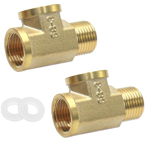 GYSRXS 2 Pieza en T de Latón 1/2Tubo Uniones en T AG×IG×IG Conectores 3 Vías con 2x Junta Racores de Tuberías para Sistema de Suministro de Agua Fría y Caliente
