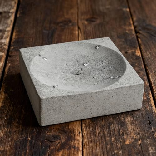 Fontana da tavolo Zen Droplet – moderna fontana in cemento per interni, bacino di roccia autoportante 25,4 x 25,4 x 9,7 cm, decorazione da scrivania in pietra naturale per meditazione, relax, Feng