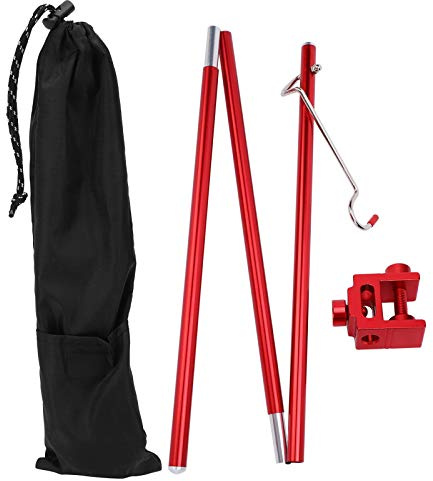 Palo leggero pieghevole per campeggio all’aperto, supporto per lampada in lega di alluminio portatile con altezza regolabile, staffa per lanterna leggera per uso a terra o su tavol (Rossa)