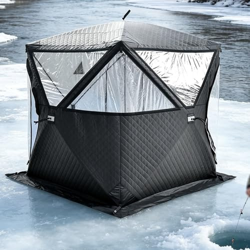 Bärbart fisketält för 3-5 personer, bärbart utomhusbastu-tält med bärväska, bärbart isolerat isfisketält, bastu-tält för utomhuscamping och snöfiske(Black Sauna-2.1m)