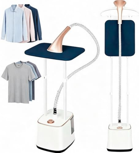 Plancha de vapor vertical de 2000W, 10 niveles de vapor, con tabla de planchar, 90 minutos de vapor continuo, para trajes y vestidos(Pearl Gold)