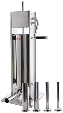 Stainless Steel Vertical Sausage Stuffer ,Sliver,Dual Speed, Easy Clean Up Sausage Maker (15Lb/7L)
