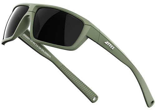 ATTCL Sonnenbrille Herren Polarisiert Sports UV400 Leicht Wrap-Around TR90 | HD TAC Linse, Blendschutz, Rutschfeste Tempel, Außensport, Autofahren, Angeln, Golf, Laufen, 23g, Cat 3
