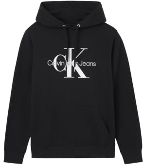 Calvin Klein Uomo Felpa Core Monologo con Cappuccio, Nero (Ck Black), XL