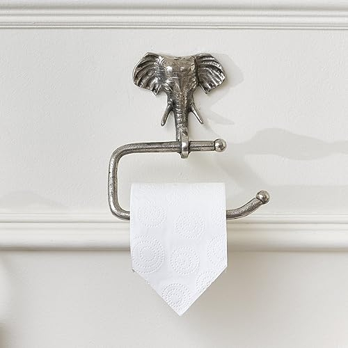 Melody Maison Metallic Silver Elephant Toilet Roll Holder 18cm x 19cm