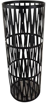 LIN HOME RS0222 Cesta de Paraguas,Paragüero para Interior, Cubo para Paraguas,Organizador para Guardar Objetos (Negro, Redondo)